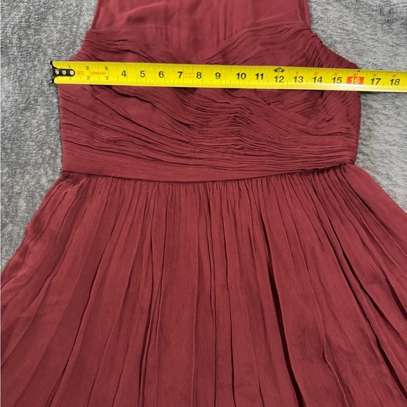 J. Crew Red Ruched Midi Dress V-Neck Sleeveless - Picture 9 of 13
